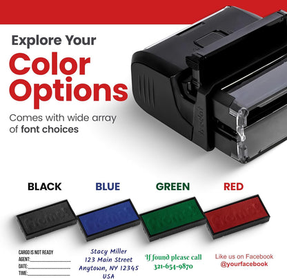 Promot Self Inking Custom Stamp - Up to 4 Lines of Personalized Text, Customized Address Stamp with Easy to Change Ink Cartridge (Large)
