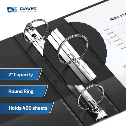 Easyview Premium 3-Ring Binders with Clear-View Covers and Round Rings, Binders for School or Office, 2 Inch, Pack of 6, Black