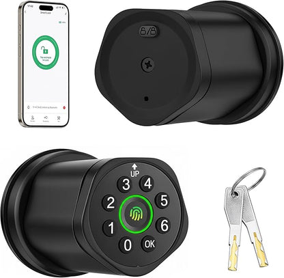Leydebong 4-in-1 Keyless Entry Door Lock with Fingerprint and Keypad - Smart Door Knob with App Control and Mechanical Key - Easy Installation Electronic Lock for Front Door in Matte Black