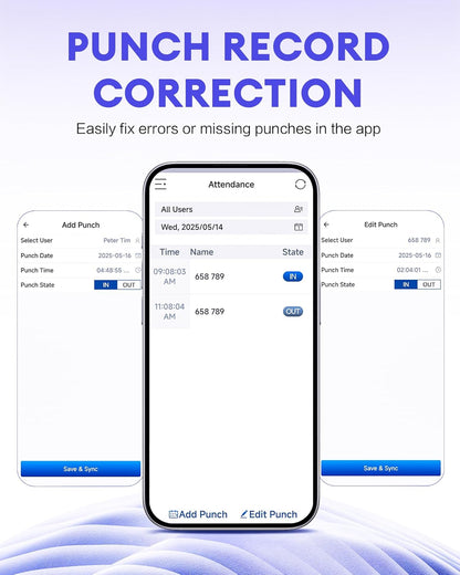 NGTeco Time Clock for Small Business, 2.4GHz WiFi Fingerprint Employee Time Card Machine with iOS/Android App, Automatic Punch in/Out, Battery Backup, No Monthly Fees