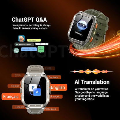 Military Smart Watches for Men (Answer/Make Calls),1.91"Fitness Smart Watch for Android and iPhone, GPS Fitness Trackers Watch with Flashlight/Heart Rate/Sleep/100+ Sport Modes/AI, Mens New Year Gift