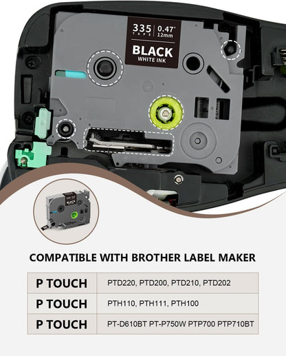 6X 12mm 0.47" Multi-Colored Label Tape Compatible for Brother P Touch Label Maker Tape Tze Tz 12mm 0.47 Ribbon Laminated Tz Colored Refills for PT-D220 D210 H110 1000 1280 D400, 1/2" x 26.2'