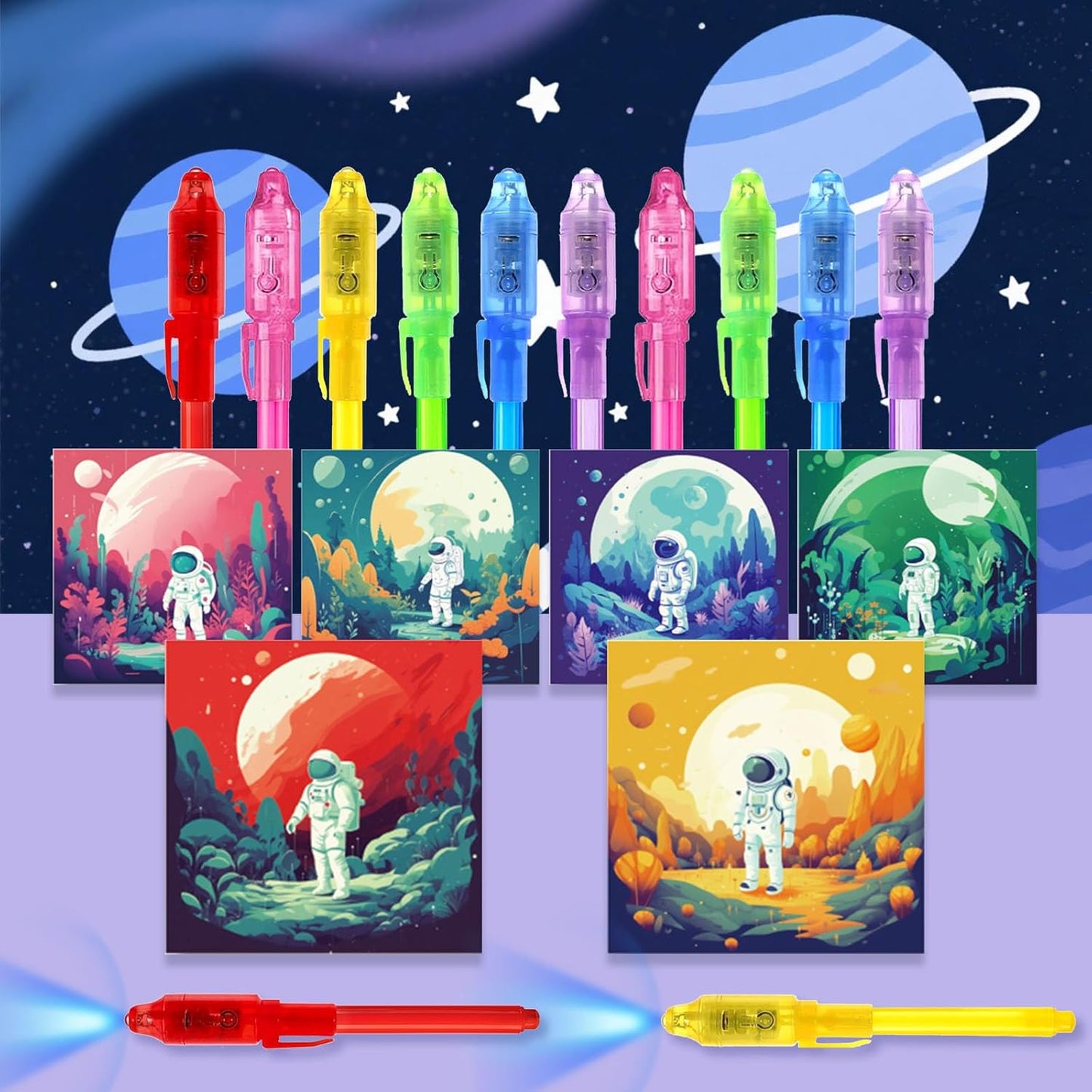 Invisible Ink Pens 12 Pack with Notebook and UV Pen Light, Party Favors for Kids 8-12, Christmas Stocking Stuffers, Thanksgiving Halloween Goodie Bag Gifts