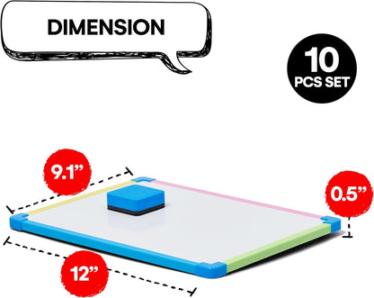 White Board for Kids - Magnet Board for Kids - Small Dry Erase Board Magnetic for Writing Learning & Drawing Art Educational - Magnetic Whiteboard - Set of 10