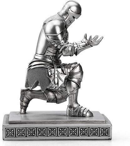 Medieval Armored Warrior Knight Pen Holder Desk Organizers and Accessories Resin Pencil Holder Paperweight as Gift with a Cool Letter Opener for Desk (Silver)