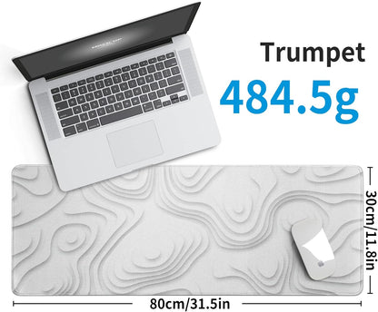 Solid Geometry Large Gaming Mouse Pad White Mouse Pad Gaming Big Desk Pad Desk Mat with Stitched Edge 31.5''x11.8'' Computer Mousepad Waterproof Desk Protector