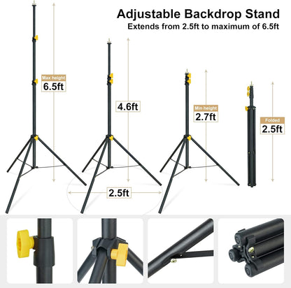 LINCO Lincostore Backdrop Support Stand Kit 10x6.5ft Adjustable Photography Studio Photo Background Support System with Carrying Bag for Green Screen Muslin, 4171
