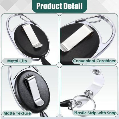 Honoson 10 Pcs Heavy Duty Retractable Badge Reels Batch ID Badge Holder Retractable Clip Bulk Key Holder with Ring for Office Worker Employee, Doctor Nurse Gifts (Black)