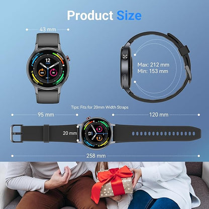 Fitpolo Smart Watch for Men Women,1.3" AMOLED Touchscreen Fitness Tracker, Make/Answer Calls, Heart Rate SpO2 Monitor, IP68 Waterproof, Sleep & Activity Tracking Smartwatch for Android Phones iPhone