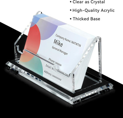 1 Pcs Acrylic Business Card Holder, Horizontal Acrylic Card Holder, Clear Business Name Cards Display Stand for Women and Men Desk Accessories, 1 Slot