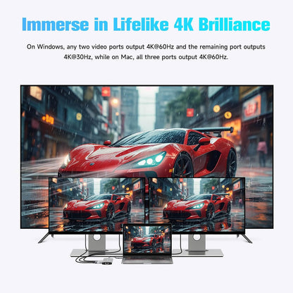 RSHTECH USB C Hub Docking Station Dual Monitor 12 in 1 Triple Display Multiport Adapter with 2 HDMI, 4K DP, 3 USB 3.2 10Gbps, 2 USB 3.0 Ports, 100W PD, Gigabit Ethernet, SD/TF for MacBook, Laptops