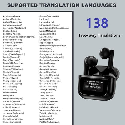 Language Translator Earbuds, Two-Way Instant Language Translator Real Time with APP for 130 Languages,Fast Reaction Translation Device (Black-2)