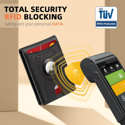 RUNBOX AirTag-Wallet-Mens-Slim-RFID Blocking Wallets Leather with Bill Compartment Air Tag Bifold Card Holder Wallet Gifts for Men Dad