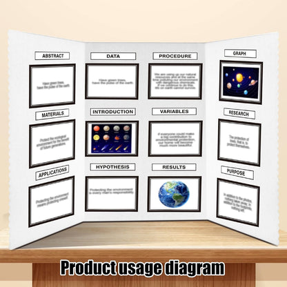 Paterr Trifold Poster Board with Storage Bag, Hook and Loop Fabric, Foldable 3 Panel Presentation Board for Science Fair and Exhibitions(White,72 x 36 Inch)
