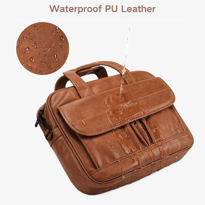 Taygeer Leather Laptop Bag for Men Women, Premium Laptop Briefcase Fits Up to 15.6 Inch Notebook, Waterproof Portable Shoulder Messenger Crossbody Bag Carry On Case for Travel Business Office, Brown