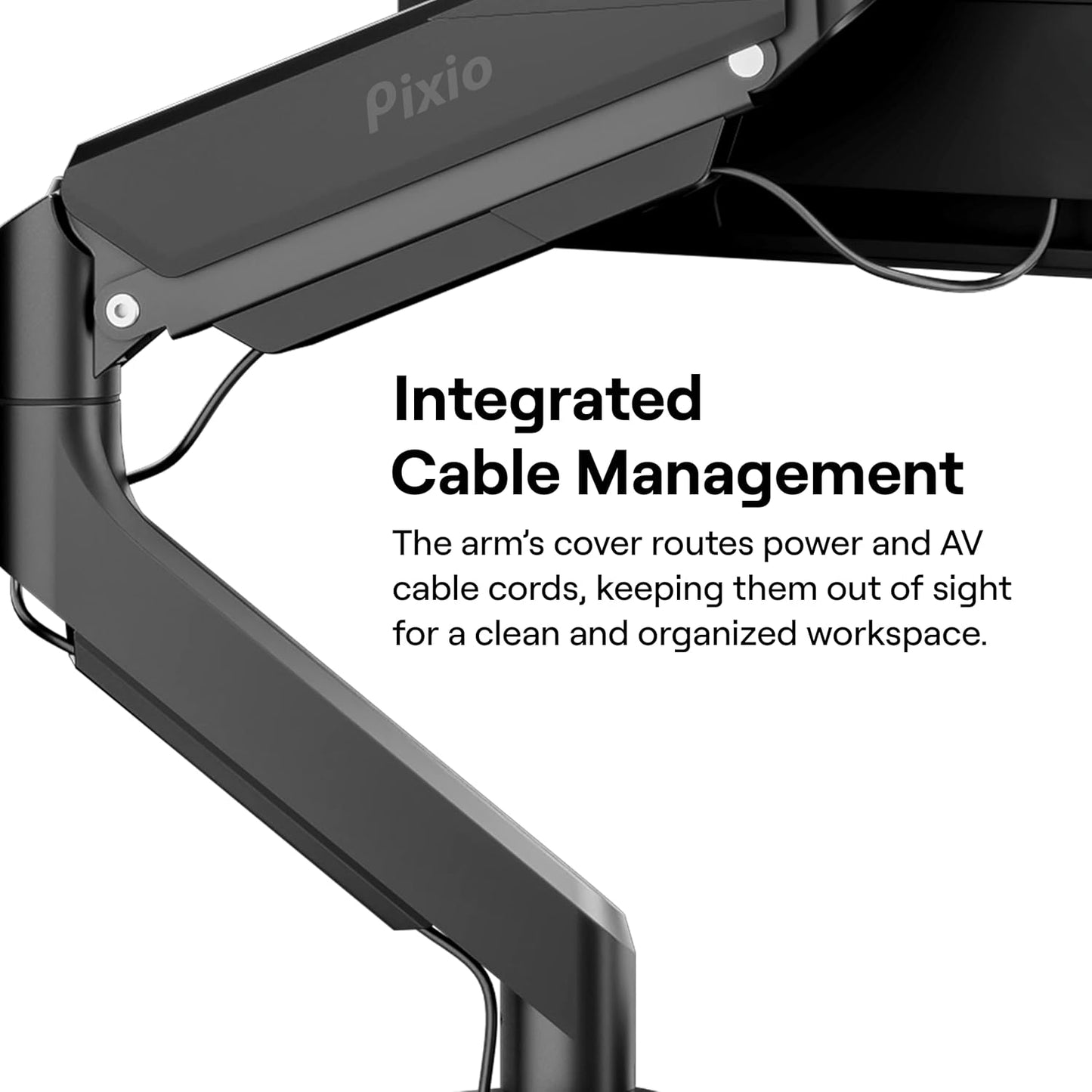 Pixio PS2S Ultrawide Heavy-Duty Premium Single Monitor Arm Stand Desk Mount - Fits up to 49 inches Monitors, Weights up to 39lbs Flat / 31lbs Curved, Compatible with VESA 75x75mm 100x100mm