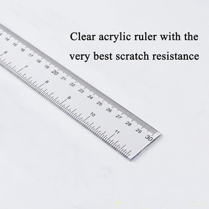 2 Pack Plastic Ruler Straight Ruler Clear See Through Measuring Acrylic Tool for Student School Office with Centimeters and Inches(6 Inch+12 Inch)