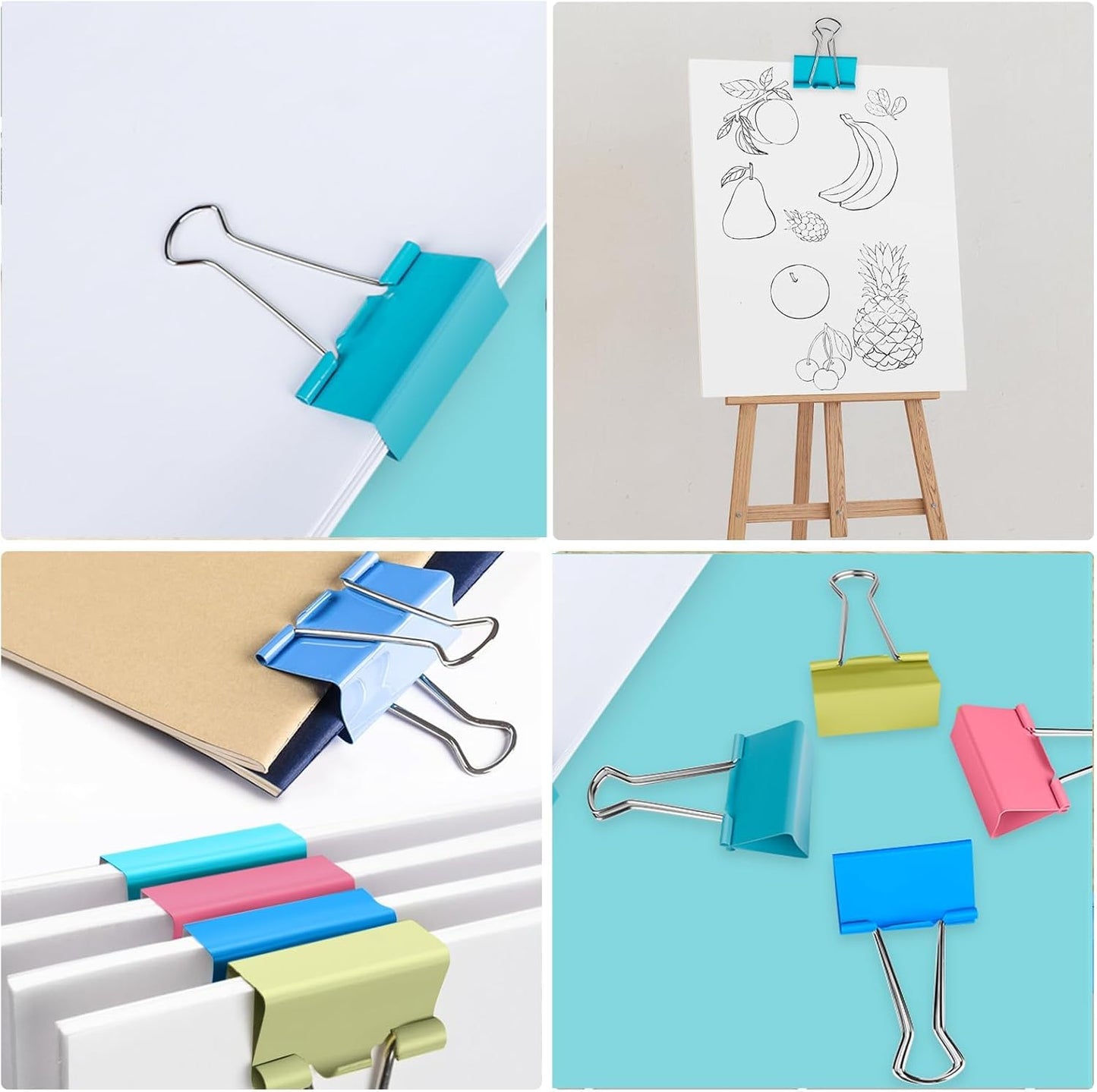 Ufmarine Large Binder Clips 1.6 inch Length, Colorful, for Office (24 Pcs)