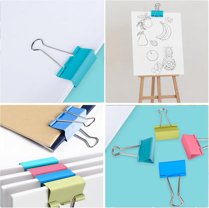 Ufmarine Large Binder Clips 1.6 inch Length, Colorful, for Office (24 Pcs)