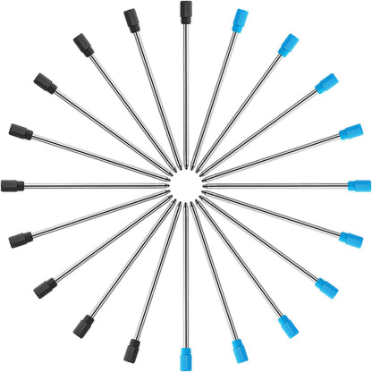 TecUnite 20 Pieces 2.75 Inch Ballpoint Pen Refills for Diamond Crystal Stylus Pens with Black Velvet Bag Supplies(Black and Blue Refill)