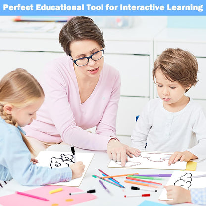 25 Pack Dry Erase Boards 9'' x 12'' Mini Double-Sided Whiteboards Safe Rounded Edges, Includes 25 Erasers, Markers, Rulers & 50 Clips, Perfect for Students, Teachers, School & Office Use