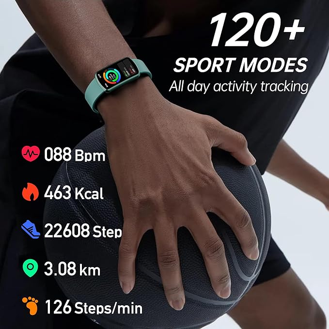 Health Fitness Tracker with 24/7 Heart Rate, Smart Watch with Blood Pressure and Blood Oxygen Monitor, Bulit-in 120+ Sport Mode, Sleep Tracking Waterproof Activity Tracker for Women Men (Green)