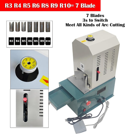 INTBUYING Electric Corner Rounder, Round Corner Cutter Cutting Machine, Corner Rounding Machine, Feature 7 Types of Blades R3 R4 R5 R6 R8 R9 R10, with Foot Switch for Notebook Name Cards PVC Paper