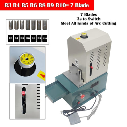 Eelectric Corner Rounder Cutter Machine, 180W Heavy Duty Paper Punch Cutter with R3 R4 R5 R6 R8 R9 R10 Seven Blades, Metal Corner Rounder Punch for Office Business Cardstock Plastic PVC