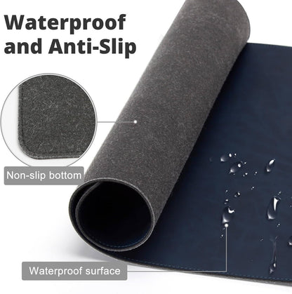 Magnetic Wireless Charging Desk Mat, 23.4''x15.6'' Large Office Mouse Pad, Microfiber Leather Mouse Mat with Ultra-Smooth Surface, Waterproof Computer Keyboard Desk Mat for Office & Home, Laptop, Blue