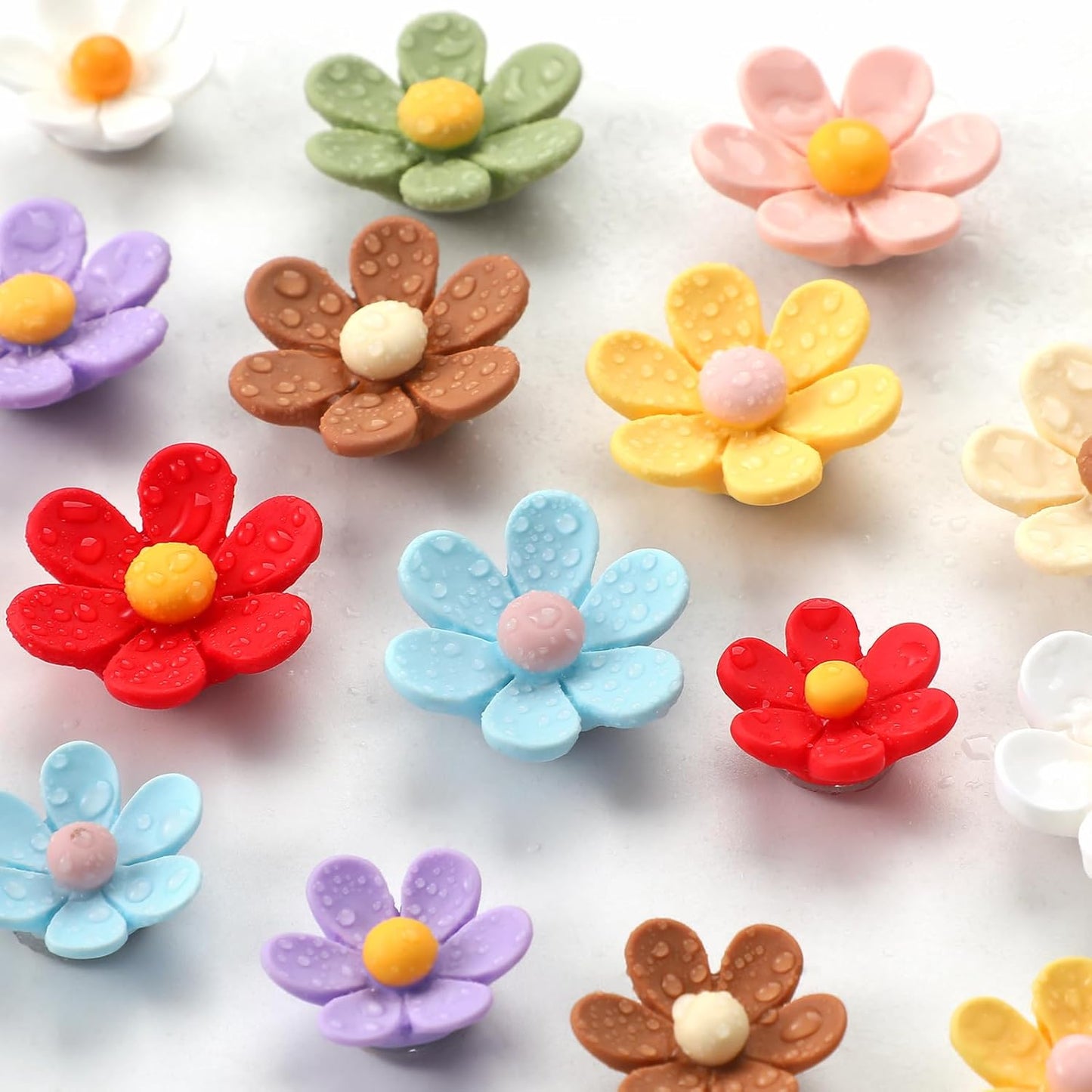 18Pcs Flower Magnets, 9 Colors Cute Magnet, Flower Magnets for Fridge, Resin Decorative Magnet,3D Flowers Magnet for Refrigerator Office Kitchen Locker(9 Small+9 Medium)