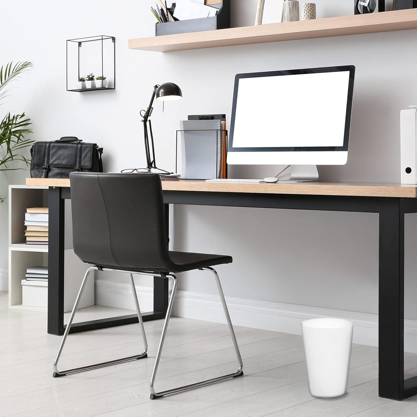 HOLDN’ STORAGE Small Trash Can - Set of 2 Open Top Waste Bin of 1.58 Gallon, Compact Waste Can Perfect for Bathroom, Kitchen, Office, Dorm - Durable Garbage Can - White