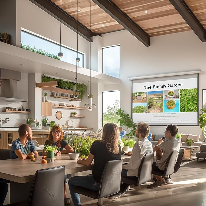 110" Motorized Projector Screen, Electric 4:3 Projector Screen with Remote Control, Indoor/Outdoor HD Movie Screen, Wall/Ceiling Mounted, Perfect for Home Office Theater TV, White