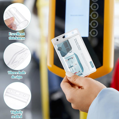150 Pack Vertical ID Badge Holders Clear Plastic Waterproof Card Holder Resealable for Office Worker Teacher Nurse