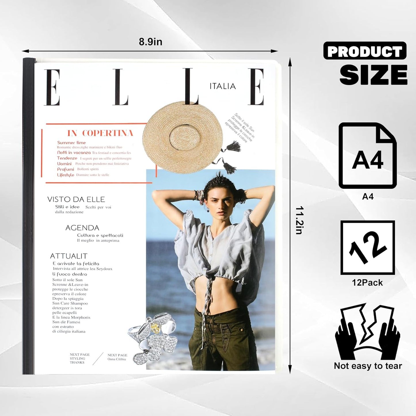 Utron 12 Pack Report Covers, 70 Sheet Capacity Presentation Folders, Clear Report Covers with Sliding Bar, Report Folder for A4 and Letter Size Paper