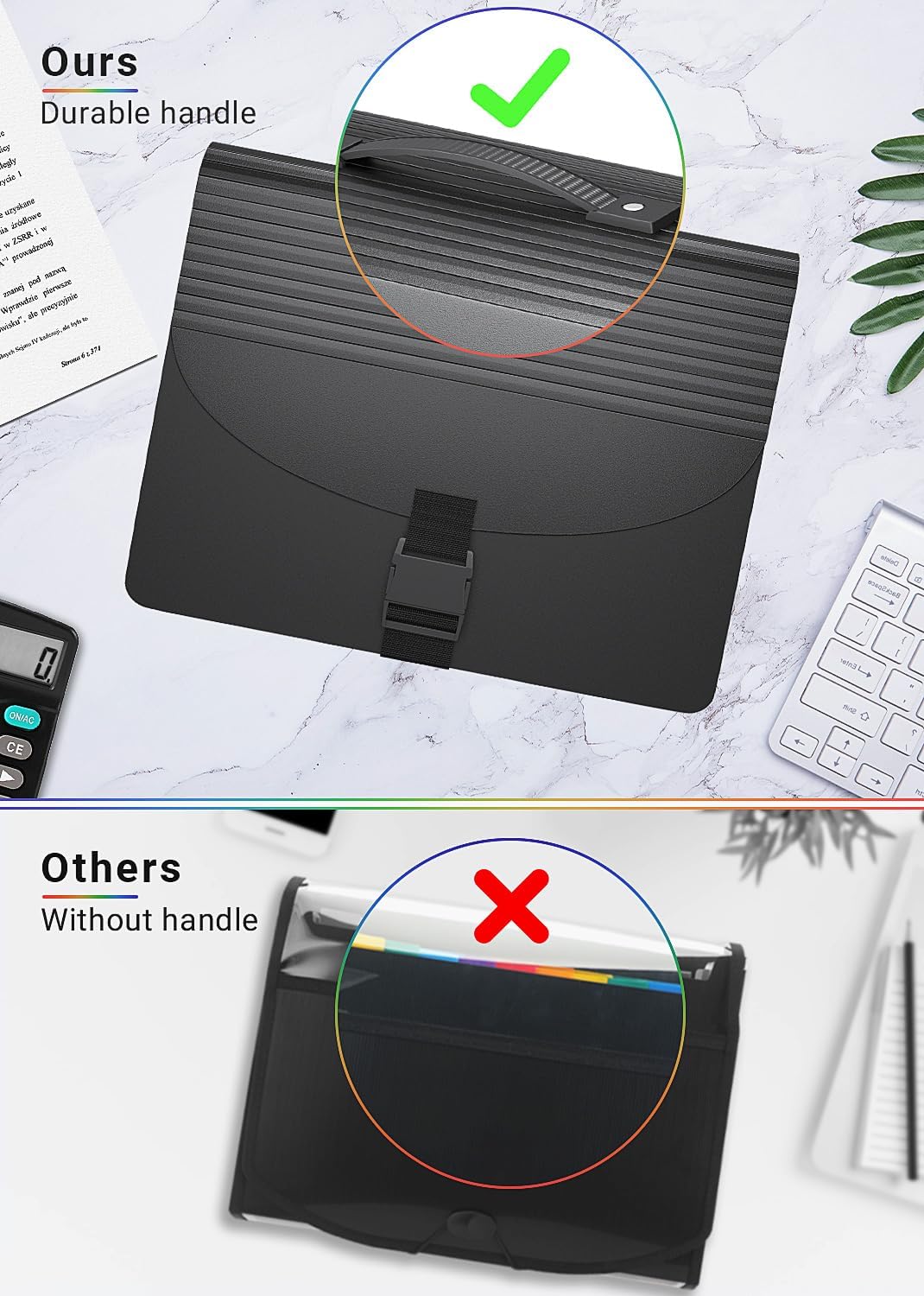 Expanding File Folders,Accordion File Organizer with Handle,13 Pockets Expandable Filing Folders,Tabs Included in Filing Box,Adjustable Strap,Bill Documents Organizer,A4/Letter Size