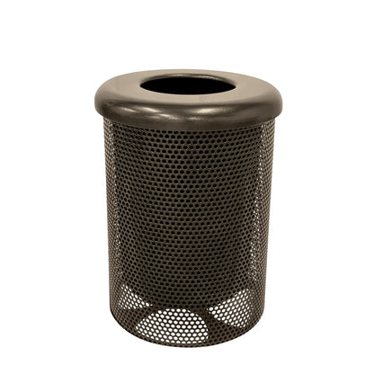 RFT-P-TXTBRW Heavy Duty Round Trash Receptacle with Flat Top, Liner Included, 32 Gallon, Textured Brown, Made in America