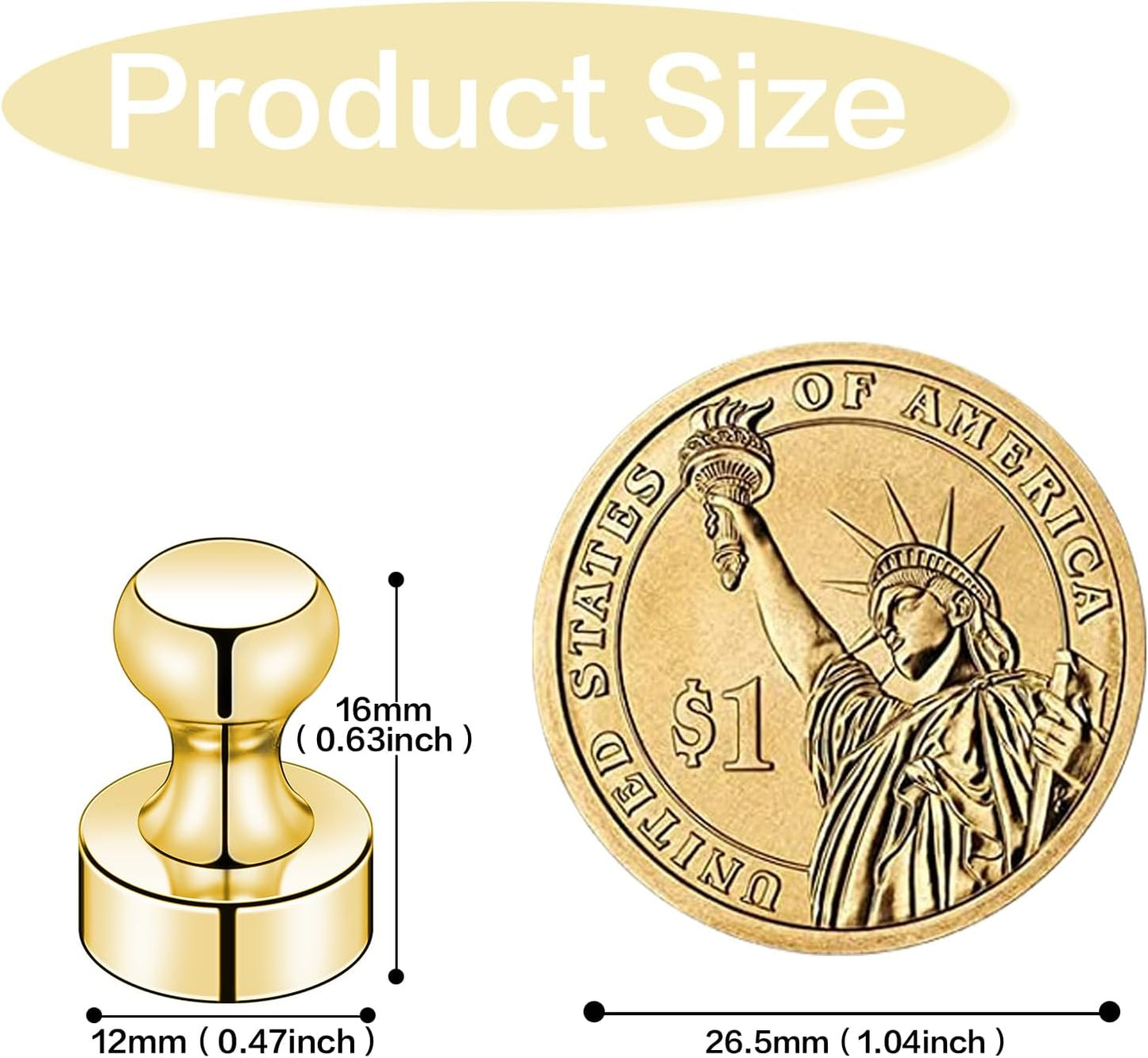 LOVIMAG 200Pcs Gold Fridge Magnets, Small and Strong Magnets for Whiteboard, Office, Classroom, Map, Kitchen Accessories, Office Accessories, Locker Accessories