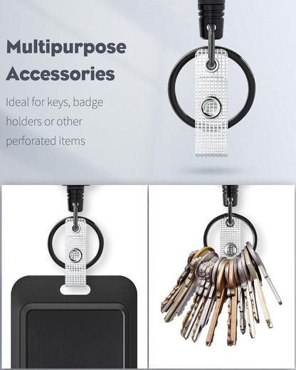 Uniclife 10 Pack Retractable Keychain Heavy Duty Carabiner Badge Holder Tactical ID Badge Reel for up to 8 oz with Stainless Steel 31.5 Inch Steel Wire Rope Retractable Lanyard Clip and Key Ring