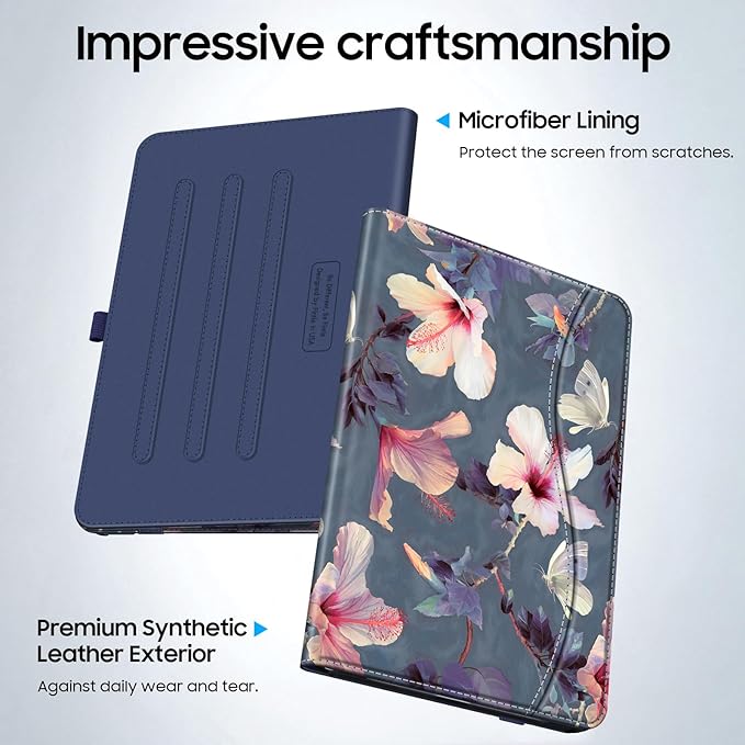 Fintie Case for Samsung Galaxy Tab A9 Plus/A9+ 5G 11 Inch 2023 Model (SM-X210/X216/X218), Multi-Angle Viewing Smart Stand Back Cover with Pocket Auto Wake/Sleep, Blooming Hibiscus