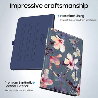 Fintie Case for Samsung Galaxy Tab A9 Plus/A9+ 5G 11 Inch 2023 Model (SM-X210/X216/X218), Multi-Angle Viewing Smart Stand Back Cover with Pocket Auto Wake/Sleep, Blooming Hibiscus
