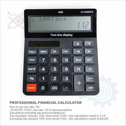 Battery and Solar Unique 120-Step Calculation Check Memory 12 Digit 2 Line Extra Large Calculator Big Buttons and 5.5" LCD Display, Configurable Tax Rate Financial Calculator for Tax Calculations