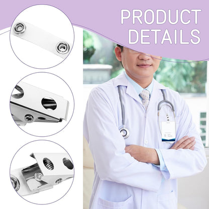 150Pcs Premium Metal Badge Clips with Clear PCV Straps, for ID Cards, Badge Holders, Name Tags, Work Badges