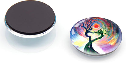 12Pcs Glass Refrigerator Magnet Fridge Sticker，Life Tree Crystal Fridge Magnets Decoration for Crafts,Strong Fridge Magnets for Kitchen, School,Office Whiteboard, Cabinet and Dishwasher (Life Tree)