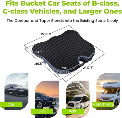 Soft Dense Memory Foam Car Seat Cushion for Driving - Seat Cushion for Car Seat Driver with Wedge Design & Raised Back to Broaden Vision, Provides Comfort for Lower Back & HIPS (Passenger Use Too)