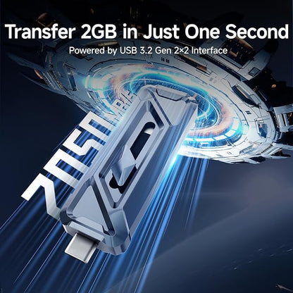 fanxiang 512GB External SSD USB Drive, 2050MB/s USB-C & USB-A Portable SSD 512GB,4K ProRes HDR Recording & Store,Zinc Alloy,External Solid State Drive for iPhone 15/16/17/Android/PC/Mac -F955