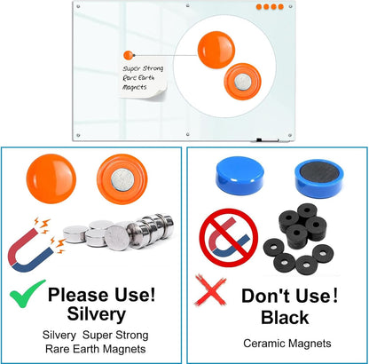 KIZZBY Glass Dry Erase White Board - Magnetic Boards for Wall, 72"x48" Large Frameless Whiteboard for Office, Home & School