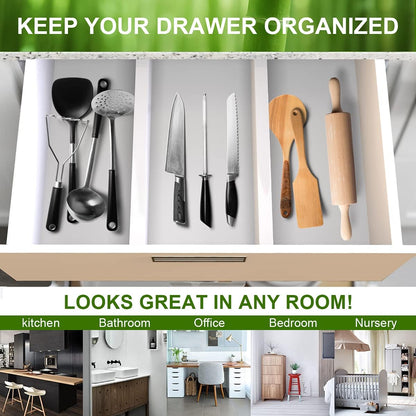 ANTOWIN Expandable Bamboo Drawer Dividers, Drawer Separators,17-22 inches Adjustable Spring-loaded Organizer for Large Utensil, Clothes, Tools Drawers, 6Pack (White)