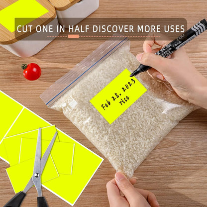 PARLAIM 3" x 5" Rectangle Adhesive Color Code Stickers,500 per Dispenser Box Roll Square Label Inventory Stickers (Fluorescent Yellow)