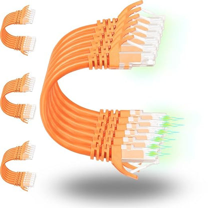 Rapink Patch Cables Cat6 5ft (24 Pack), Ethernet Patch Cable 10G Support, Cat 6 Patch Cable for Patch Panel to Switch, Flexiable Cat 6 Ethernet Cable with Gold Plated Orange