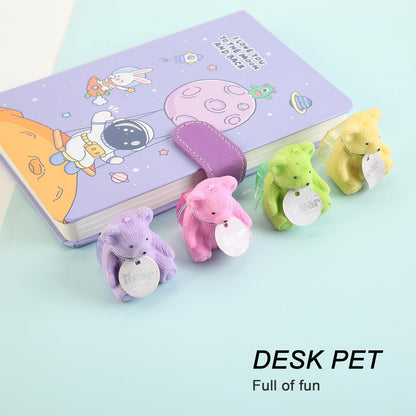 8Pcs Cute Backpack Bear Erasers Desk Pets for Kids, Kawaii Fun Animal Erasers with Pencil Sharpener for School Classroom Supplies Prize Gifts Party Favors